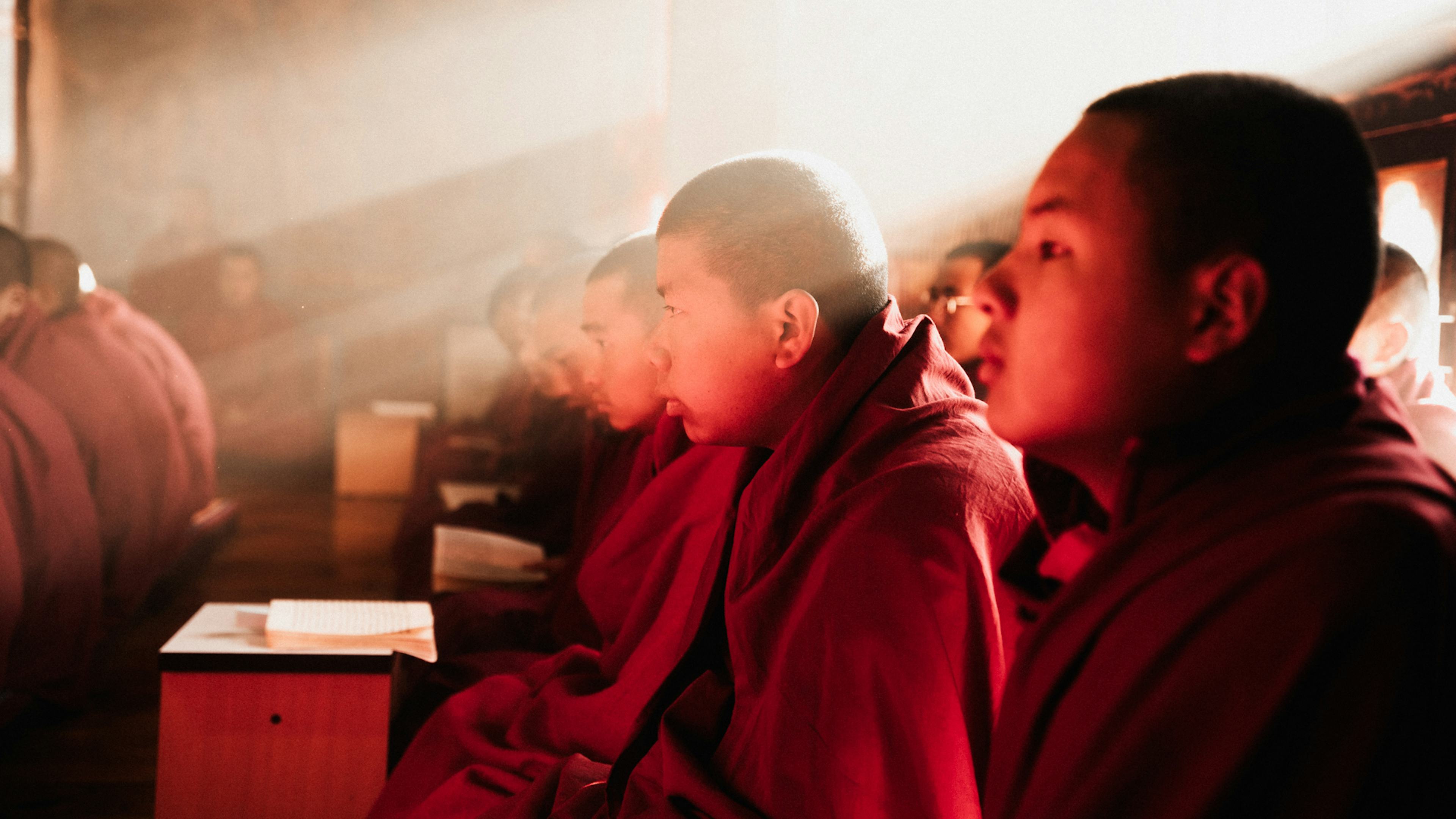 Monks Chanting During a Long Life Ceremony
