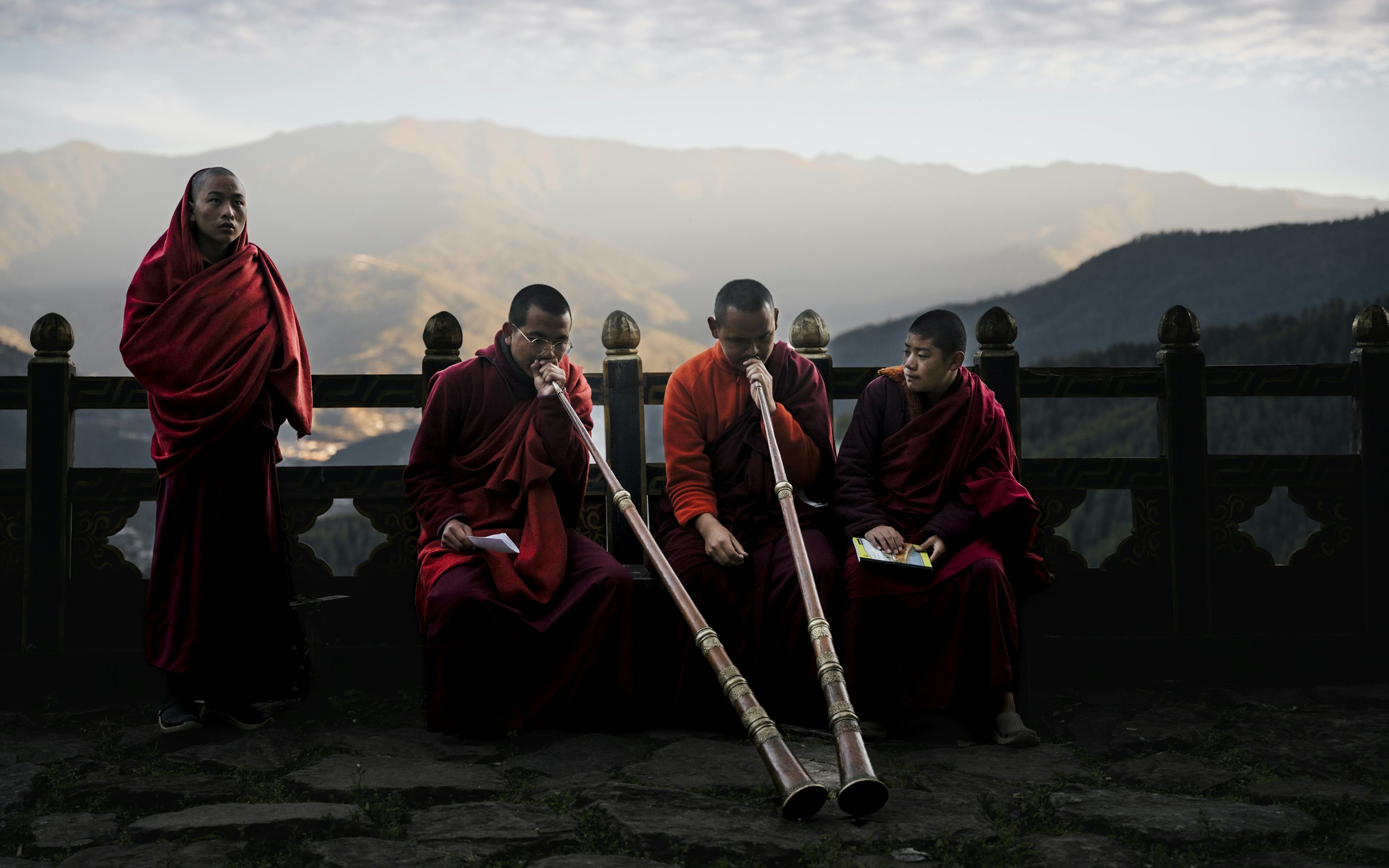 ⁠Monks Preparing for Ceremony